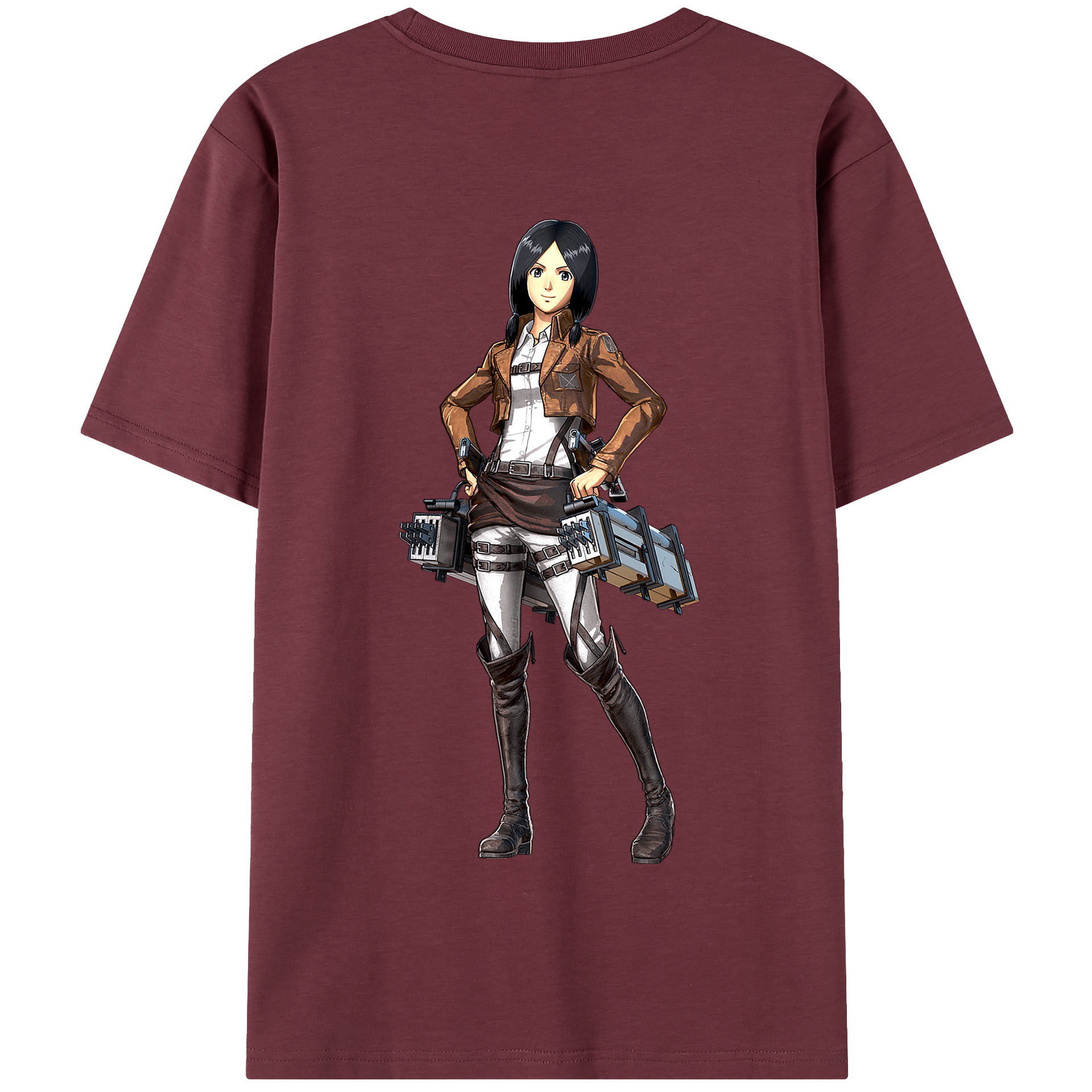 （画像用） 進撃の巨人 ミカサ·アッカーマン Attack on Titan Mikasa Ackerman 綿100％半袖Tシャツ（背面プリント）